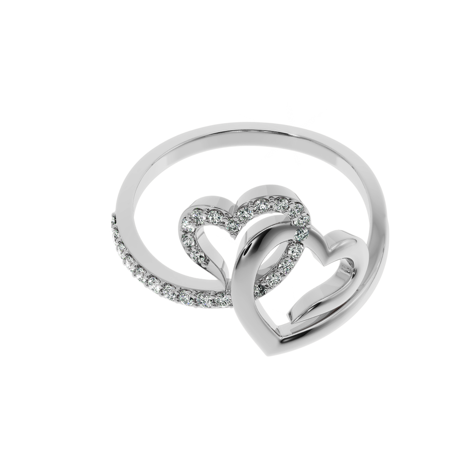 Solitairekart 0.24 CT Lab Diamond Interlocking Hearts Ring